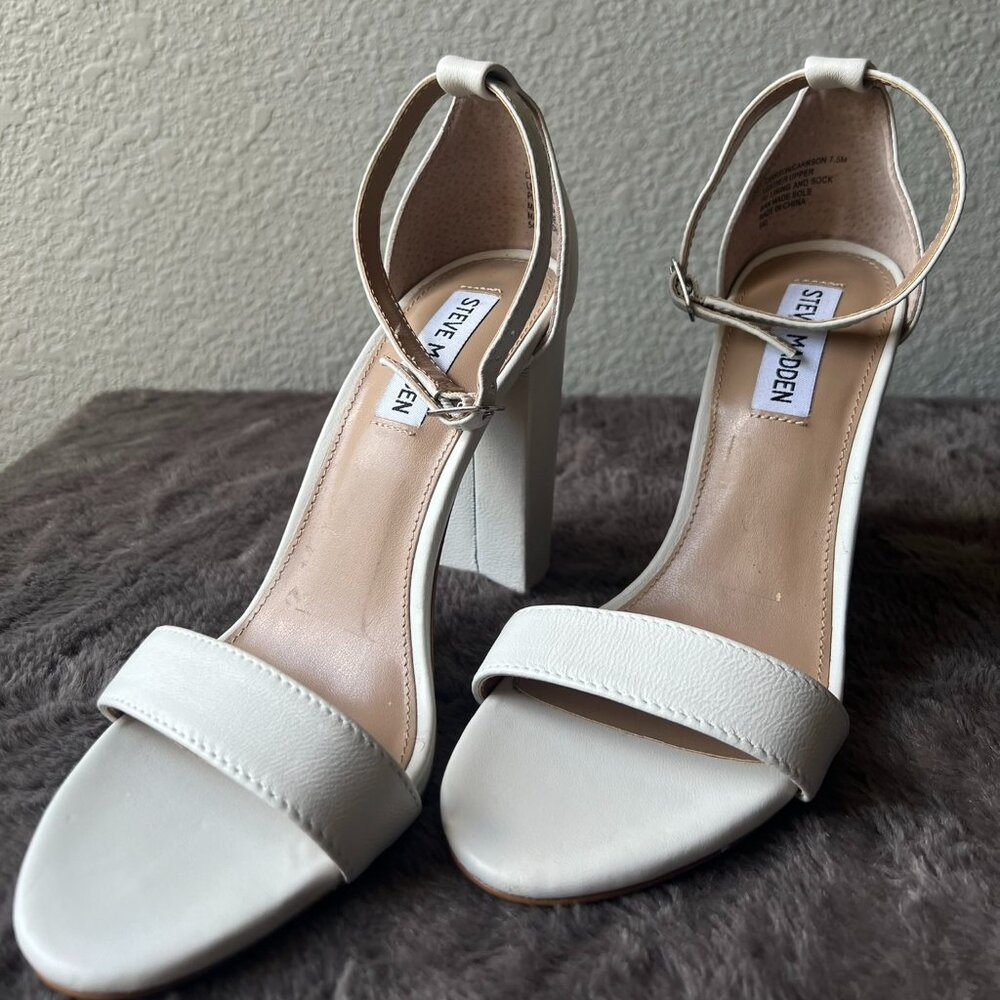 Steve Madden Tiaa Heeled Sandals White | Women's Size 7.5